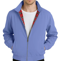 Service OEM en gros, veste bomber classique pour homme, bleu clair, respirante, en toile, décontractée, vintage, hiver