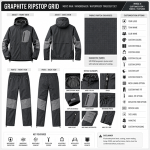 Custom Factory Direct Waterproof Eco-Friendly Print Logo Hooded <b>Zip</b> Windbreaker Set Elastic Waistband Jogger Pants Packable - Product Image 3