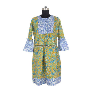 New Printed Fabric and New Pattern <b>Dress</b> India DHB031 Best Hand Block Print <b>Dress</b> Manufacturing - Product Image 6