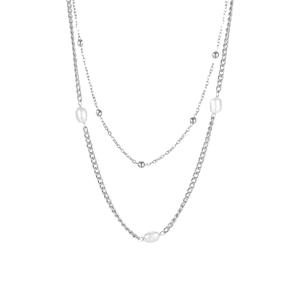 Collier pour femme de style français haut de gamme, luxe léger, double couche, perles d'eau douce, chaîne à pampilles, colliers superposés tendance - Product Image 5