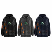 Sweat à capuche personnalisé pour homme, avec appliqué 'Maison Hantée' et effet vieilli, en polaire oversize, style streetwear hiver hip-hop, décontracté