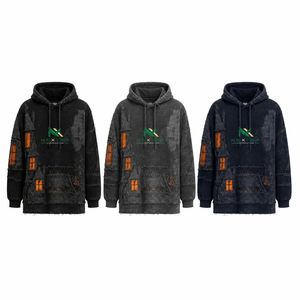 เสื้อฮู้ดดี้ผู้ชายลายปักบ้านผีสิง สไตล์วินเทจ สตรีทแวร์ ฮิปฮอป ทรงโอเวอร์ไซส์ ผ้าฟลีซ เสื้อแจ็คเก็ตลำลอง เสื้อสเวตเชิ้ต - Product Image 3