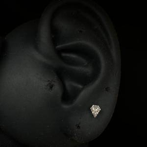 Radiant 14K <b>Gold</b> Silhouette Diamond Threaded <b>Stud</b> With Invisible Setting For Conch And Helix Piercing - Product Image 1