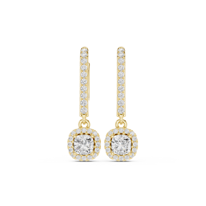 Boucles d'oreilles Aries Jewel Classic en or 14 carats avec diamants de laboratoire taille coussin et taille rond, certifiées IGI, idéales pour cadeau, fête et anniversaire - Product Image 2