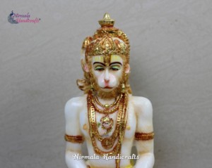 Statue du Seigneur Hanuman en résine et poussière de marbre, artisanat Nirmala |   Idole de dieu hindou traditionnelle faite à la main |   Temple spirituel à domicile - Product Image 3