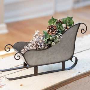 Shiny Red Metal Sleigh <b>Christmas</b> Decoration Handicraft Outdoor Holiday Display - Product Image 2
