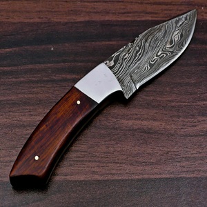 Cuchillo de caza de hoja fija de Damasco personalizado con mango de madera, cuchillo para exteriores, cuchillo de camping, suministro OEM, regalo para EE. UU. y la UE - Product Image 2
