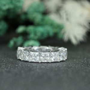 Anillo de Eternidad de Moissanita con Corte Princesa de Lujo, Plata de Ley 925, Anillo de Eternidad Completo, Anillo de Boda para Mujer, Joyería Personalizada al por Mayor - Product Image 1