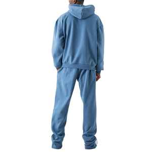 High Quality Custom Men's Heavyweight French Terry Fleece Hooded Acid Wash Oversized Baggy Tracksuits - Product Image 2