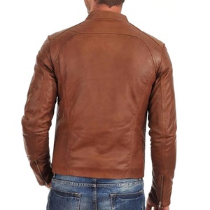 Chaqueta de cuero para hombre estilo urbano con cremallera completa, forro interior suave, ideal para clima frío, longitud media. - Product Image 1