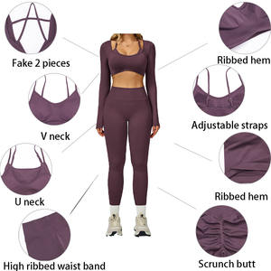 Nuevo Diseño al por Mayor, Conjunto de Yoga de 2 Piezas de Alta Calidad, Ropa Deportiva, Conjuntos de Fitness para Mujer - Product Image 4