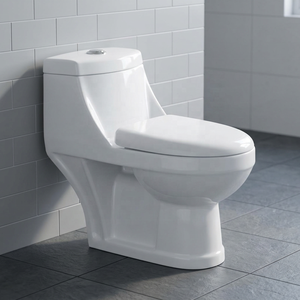 Ensemble WC et lavabo en céramique monobloc moderne avec double chasse pour la fourniture de projets au Moyen-Orient - Product Image 6