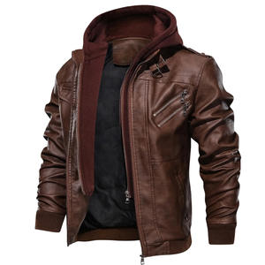 Chaqueta de Cuero para Hombre, Estilo Casual, para Motocicleta, de Cuero Genuino, con Capucha, Nueva Colección 2026, Cierre Oblíquo, Talla Europea - Product Image 2