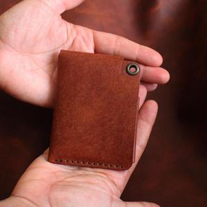 Handmade Genuine Leather Unisex Short <b>Wallet</b> with Customizable Design and <b>Waterproof</b> Features Brown Color Cash Card Holder - Product Image 3