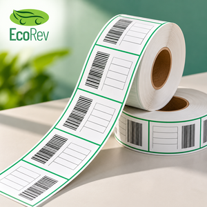 Étiquette de bagage thermique pour compagnies aériennes 48-70 g/m² en papier kraft noir enduit de PE, biodégradable, en rouleau, 53,9 cm x 5,5 cm, résistant à la déchirure - Product Image 2