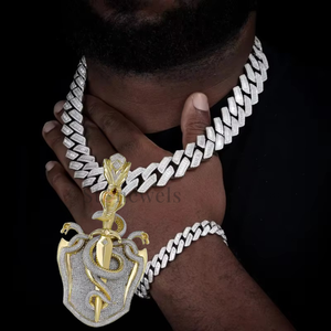 Collar con Colgante de Símbolo Hip Hop, Serpiente y Espada, con Incrustaciones de Circonitas, Joyería Fina, Colgantes y Amuletos, Joyería Urbana para Hombre, Venta al por Mayor - Product Image 1