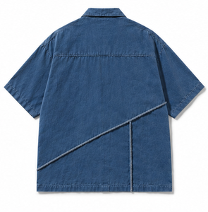เสื้อเชิ้ตทำงานแขนสั้นทรงโอเวอร์ไซส์คุณภาพสูงสำหรับผู้ชาย - Product Image 6