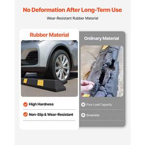 Butée de stationnement en caoutchouc pour garage, robuste, 72 pouces, avec bandes réfléchissantes pour véhicules, voitures, guide de roue, bloc de freinage - Product Image 3
