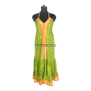 Nuevo Vestido de Seda Sari Indio para Mujer, Compra en Línea Directamente del Fabricante, Vestido de Noche Elegante sin Mangas para Damas - Product Image 6