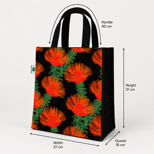 Custom Logo Floral Printed Black Jute <b>Tote</b> Bag 27x31x16 cm Laminated Reusable Shopping Beach Bag Wholesale OEM ODM B2B Supplier - Product Image 2