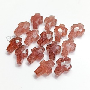 Croix en quartz fraise naturel 15 mm, pierre précieuse sculptée à la main, pierre brute pour la fabrication de bijoux, prix de gros, approvisionnement en vrac - Product Image 6