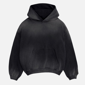 Sudadera con capucha y cremallera para hombre, con lavado ácido personalizado, efecto desgastado y pintado a mano, de alta calidad, oversize, estilo urbano, al por mayor - Product Image 6