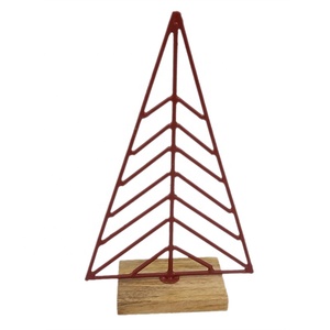 Árbol de hierro y madera para decoración navideña, Base de madera Rectangular, Color rojo, elegante, a granel - Product Image 1