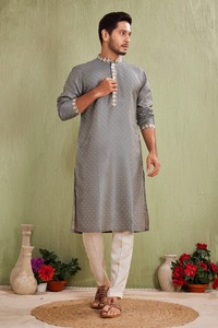 <b>Mens</b> Printed Cotton Short <b>Kurta</b> with Stand Collar Solid Fashion Patti Designed Full Sleeves Daily Wear Summer <b>Kurta</b> - Product Image 4