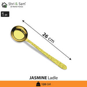 Cucharón de acero inoxidable con revestimiento PVD dorado y elegante utensilio de jazmín láser para servir y verter - Product Image 4