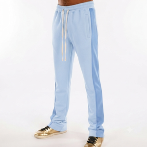 Pantalon de survêtement bleu clair pour homme, taille élastique, cordon de serrage, poches latérales, décontracté, pour l'automne, prix de gros - Product Image 1