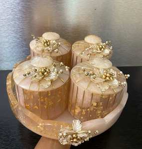 Handcrafted Natural Shell Spice Jar Set 4 Pieces With Lids Airtight <b>Storage</b> <b>Kitchen</b> Container Oriental Design - Product Image 4