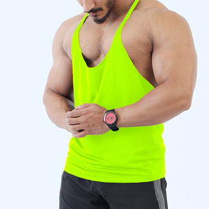 Men's <b>Neon</b> Green Sleeveless Tank <b>Top</b> Quick Dry Sporty Fit Gym Workout <b>Vest</b> Solid Color O-Neck Knitted Polyester - Product Image 5
