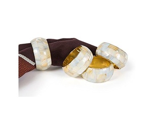 Famous Article Design Brass MOP Napkin Ring Metal Napkin Ring With MOP Inlay Stainless steel Napkin Ring At very low Price - Product Image 1