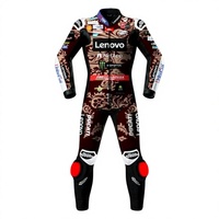 Combinaison de course MotoCP Francesco Bagnaia Rucati 1 pièce en cuir de vachette/canguro pour moto, piste et conduite, niveau CE 2