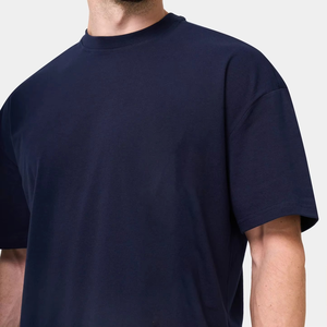 Camiseta Extra Grande Azul Marino para Hombre, Cuello Redondo, Manga Corta, Algodón Premium, Estilo Casual, Holgada, para Verano - Product Image 2