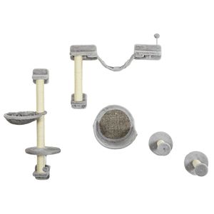 Set di 5 Mensole da Parete Ecologiche per Gatti con Amaca, Posti di Riposo e Scala Tiragraffi - Struttura per Arrampicata per Gatti in Confezione di Cartone - Product Image 1