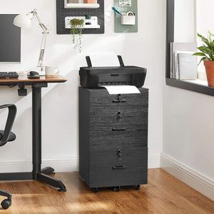 Armadietto Portadocumenti in Legno Nero Effetto Venatura con 1 Cassetto Piccolo e 2 Grandi Cassetti per Ufficio Domestico e Documenti Legali - Product Image 2