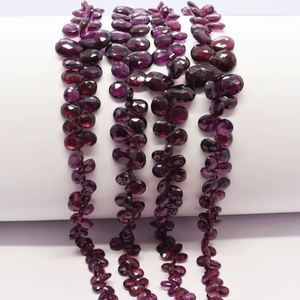 Perles de grenat rhodolite naturel facettées en forme de poire 4x6-6x9MM, perles de grenat rhodolite facettées en forme de poire de 10 pouces pour bijoux - Product Image 1