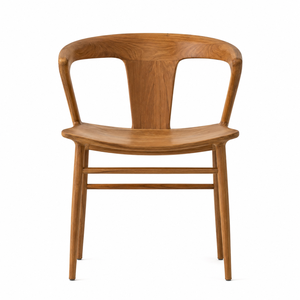 Modern Scandinavian Solid <b>Teak</b> Wood <b>Dining</b> <b>Chair</b> with Sculpted Wraparound Backrest Eco-Friendly Durable for Home Office Park Use - Product Image 1