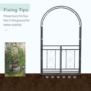 Arco da Giardino in Metallo da 81 Pollici con Cancello Bloccabile e Doppie Porte, Motivo a Cuore, Struttura per Piante Rampicanti per Matrimoni e Feste Nuziali - Product Image 3