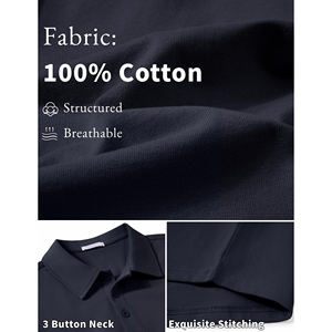 Polos de Algodón de Primera Calidad para Hombre, Color Sólido, Casuales, Cómodos, Transpirables, con Logotipo Personalizado y Servicio Personalizado - Product Image 2