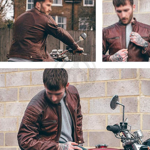 Chaqueta de Motero de Invierno para Hombre, Cómoda, Talla Grande, de Cuero Transpirable, Ecológica, de Alta Calidad y Larga Duración, al por Mayor - Product Image 3