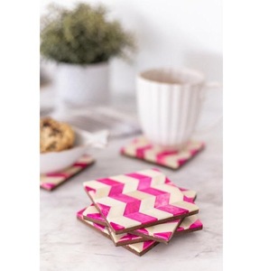 Ensemble de sous-verres en os incrusté, noir et blanc, géométrique, moderne, écologique, fait main, durable, épaisseur 4 mm, ILAHI's, pour la salle à manger, la maison, l'hôtel - Product Image 3