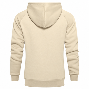 Pull à capuche à manches raglan pour homme, 100 % coton, hiver, avec bordure côtelée sur le devant, bordure inférieure et cordons de capuche ajustables - Product Image 2