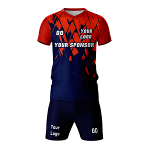 Ensemble maillot et short de football de qualité supérieure, sublimation, 100% polyester, respirant, séchage rapide, unisexe - Product Image 1