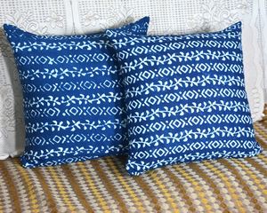 Funda de cojín azul índigo estampada a mano, funda de almohada étnica de algodón - Product Image 5