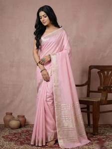 Sari de Algodón Elegante Dhwaja Export con Blusa para Fiestas, Longitud Regular, para Todas las Temporadas - Product Image 4