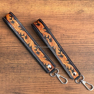 Precio de fábrica, llavero de pulsera de cuero mecanizado a mano, sublimación, cuero de vaca genuino, cordón de diseñador, correa de llavero - Product Image 2