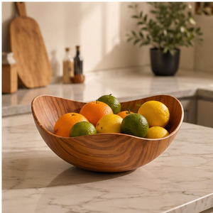 Juego de fruteros de madera con bandeja de servir, plato decorativo para aperitivos, tazón para frutas de uso en mesa. - Product Image 1