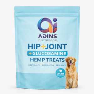 ADINS International Hip & Joint Glucosamine Hemp Treats, Golosinas Masticables Suaves con Sabor a Pollo para Perros de Todas las Razas, Apoyo para la Salud Articular - Product Image 1